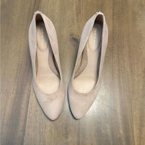 Taryn Rose Women's Beige Suede Heels